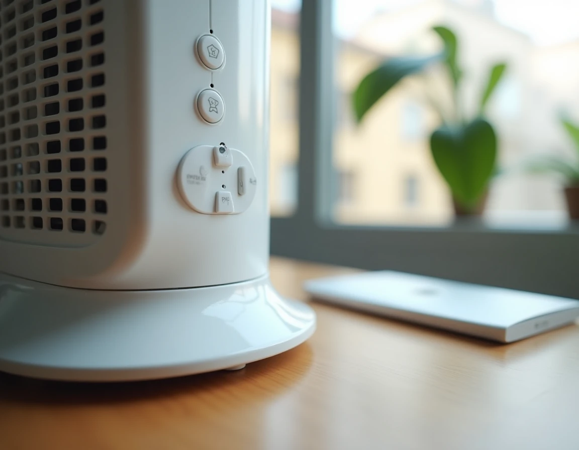 Gros plan sur le panneau de contrôle et la grille du ventilateur Valberg d'Electro Dépôt