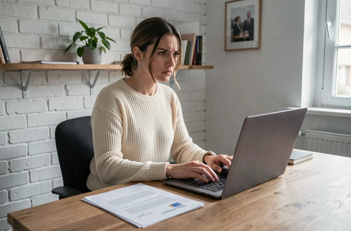 Particulière consultant le service juridique de la Banque Postale en ligne pour une procédure de recouvrement depuis son domicile